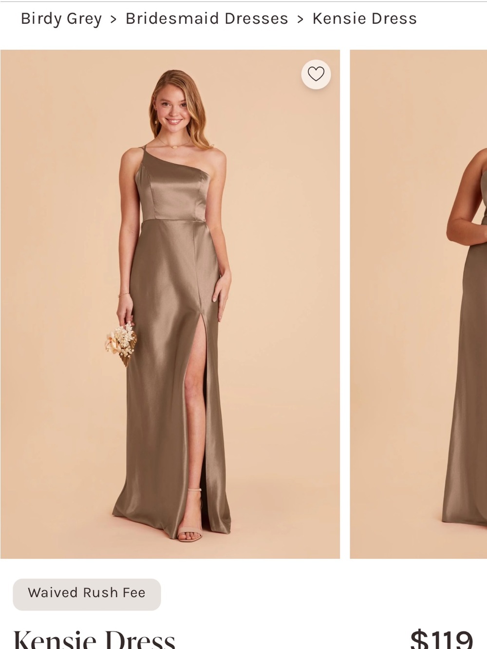 Kensie One-Shoulder Satin Gown in Olive